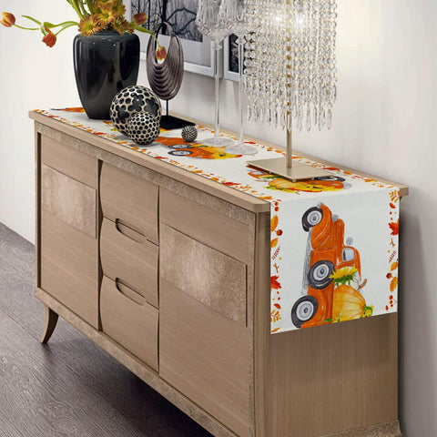 Thanksgiving Table Runner, Fall Decor Table Runners 72 Inches Long Pumpkin Sunflower Decor Fall Leaves for Thanksgiving Kitchen Dining Indoor Outdoor Activities (13" X 72")