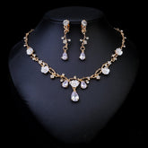 Rhinestone Pearl Earrings And Necklace Set Women - Serenity Spaces