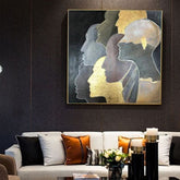 Handmade Oil Painting Canvas Wall Art Decoration Modern Light Luxury Golden Portrait Abstract Home Living Room Decor Rolled Frameless Unstretched Painting - Serenity Spaces
