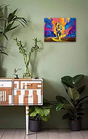 Bedroom Tiger Wall Art, Abstract Canvas Work for Living Room & Bathroom, Wooden Framed (12X16)