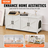 Cat Litter Box Enclosure Wooden Litter Box Furniture Hidden 2 Rooms White - Serenity Spaces