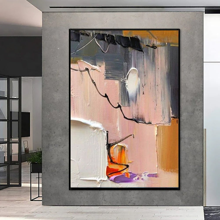 Modern Light Luxury Thick Oil Knife Oil Painting On Canvas Handmade Modern Abstract Wall Art Screen Partition Living Room Entry Home Decor Blocking Dining Painting - Serenity Spaces