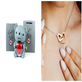 Eternal Rose Teddy Bear Gifts Box With Necklace Rotate Rose Jewelry Box Valentine Wedding Storage Gift Case For Women Girlfriend - Serenity Spaces