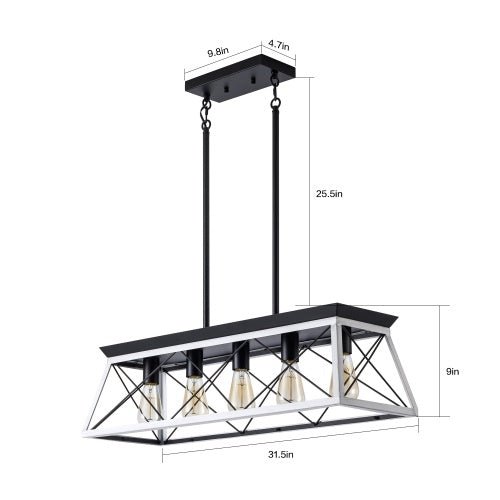 5 Lamps Farmhouse Chandelier Dining Room White - No Bulbs Unavailable Platform - Temu - Serenity Spaces