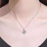 S925 Beating Heart - shaped Necklace Women Luxury Love Rhinestones Necklace Jewelry Gift For Valentine&