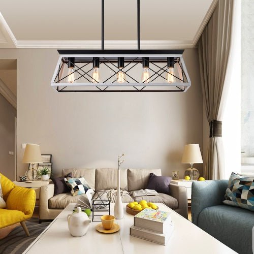 5 Lamps Farmhouse Chandelier Dining Room White - No Bulbs Unavailable Platform - Temu - Serenity Spaces