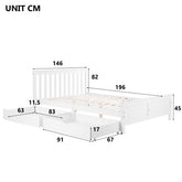 Wooden Solid White Pine Storage Bed With Drawers Bed Furniture Frame For Adults, Kids, Teenagers 4ft6 Double White 190x135cm - Serenity Spaces