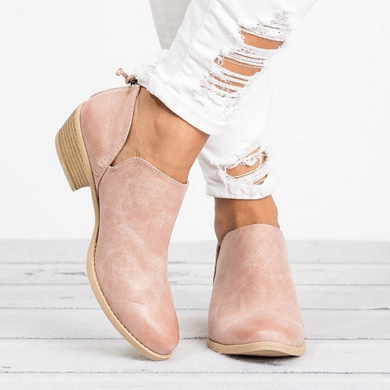 Autumn Women Shoes Retro High Heel Ankle Boots - Serenity Spaces