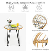 3 Pieces Rattan Furniture Set With Cushioned Chair Table - Serenity Spaces