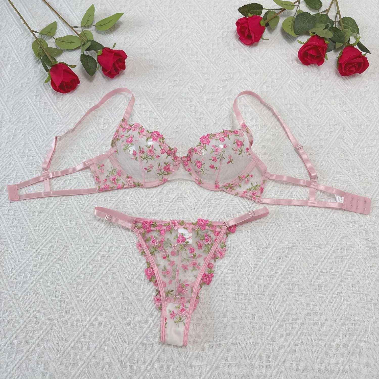 Lace Steel Bracket Transparent Mesh Sexy Lingerie Set - Serenity Spaces