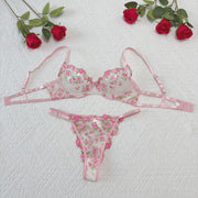 Lace Steel Bracket Transparent Mesh Sexy Lingerie Set