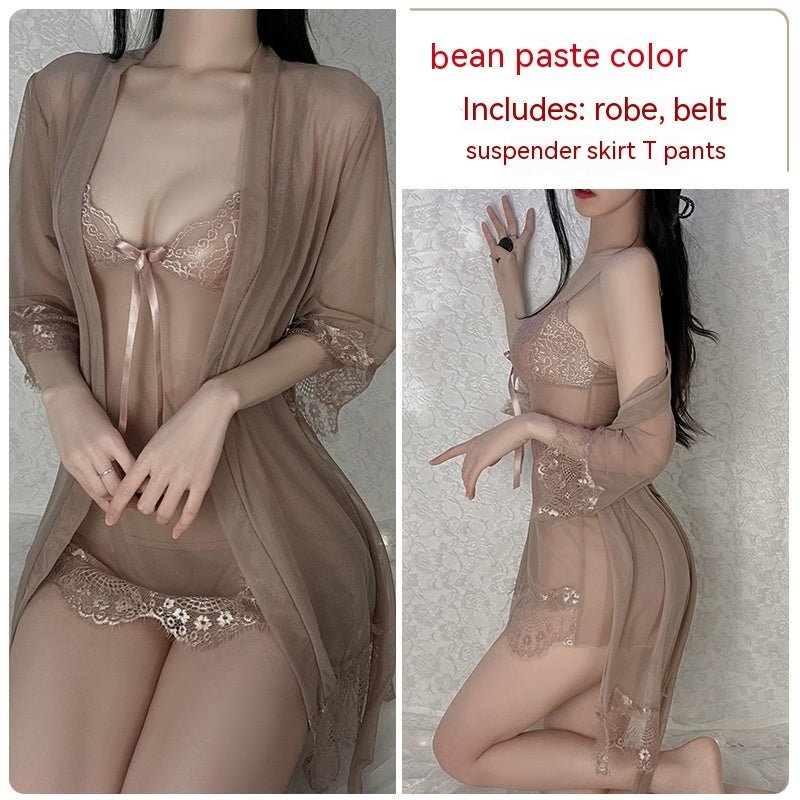 Ruoruo Sexy Lingerie Sexy Pure Color Mesh See - through Sling Women - Serenity Spaces