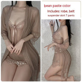 Ruoruo Sexy Lingerie Sexy Pure Color Mesh See - through Sling Women - Serenity Spaces
