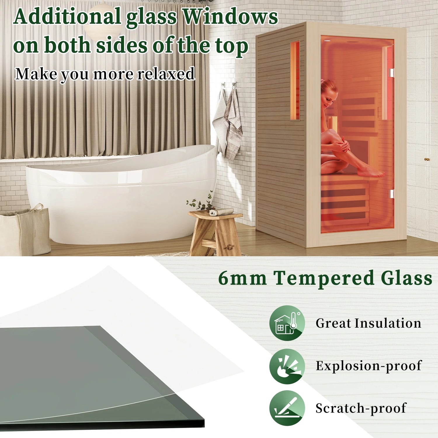 1 Person Infrared Sauna,Home Dry Sauna, Indoor Spa Room, 120V, Detox & Muscle Relaxation - Serenity Spaces