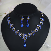 Rhinestone Pearl Earrings And Necklace Set Women - Serenity Spaces