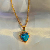 Colorful Rhinestones Heart - shped Necklace Love Gold Clavicle Chain Ins Personalized Jewelry For Women Valentine&