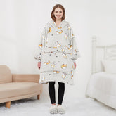 USB Heated Wearable Blanket Oversized Lazy Hoodie With Large Heating Area Back Cozy Warm Sherpa Hoodie Blanket No Battery Pack - Serenity Spaces