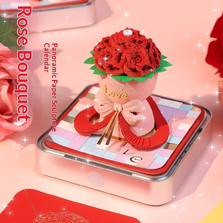 Paper Sculpture Calendar Rose 3D Sticky Notes Desktop Ornament - Serenity Spaces
