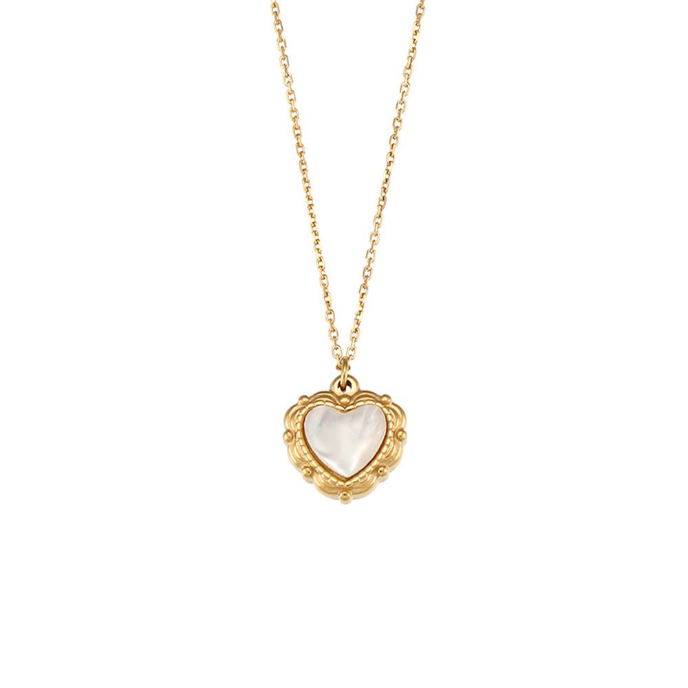 High - grade Love Light Luxury Pendant Jewelry Stainless Steel 18k Gold Plating Vintage Shell Love Necklace - Serenity Spaces