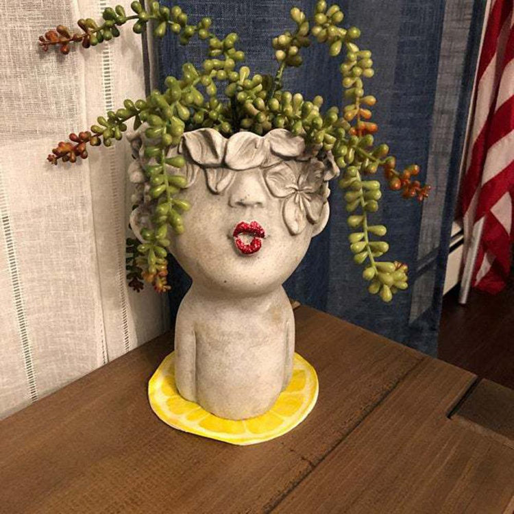 Resin Garden Faces Flower Pots Home Decor - Serenity Spaces