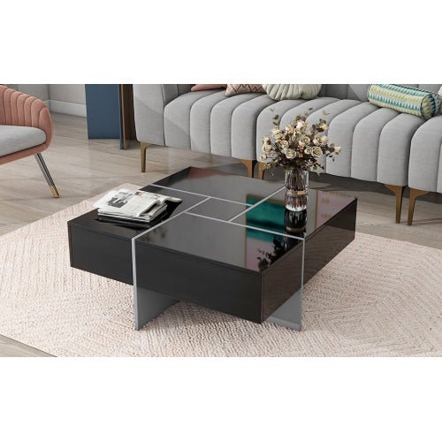 Unique Design Coffee Table With 4 Hidden Storage Compartments - Serenity Spaces
