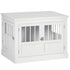 Wooden Dog Crate End Table, Dog Crate Furniture with Triple Doors, Puppy Crate for Small Dogs Indoor Use, White - Serenity Spaces