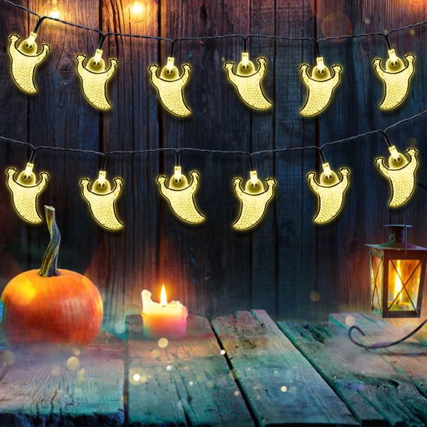 LED String Light, 10Ft Hanging Ghost String Lights Battery Powered Halloween Lights for Halloween Party Indoor Outdoor Thanksgiving Decorations, Yellow