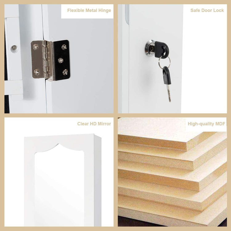 Jewelry Cabinet Armoire, Wall Mount Door Hanging, Lockable Jewelry Organizer with 47.5&