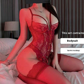 Lingerie Purple Charm Lace Jumpsuit Uniform Pure Desire Bandage Suit Women - Serenity Spaces