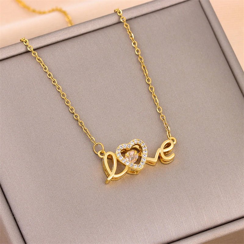 Valentines Day Gift New Titanium Steel Necklace Fashion New Love Smart Necklace Female Clavicle Chain Fashion Jewelry Woman - Serenity Spaces