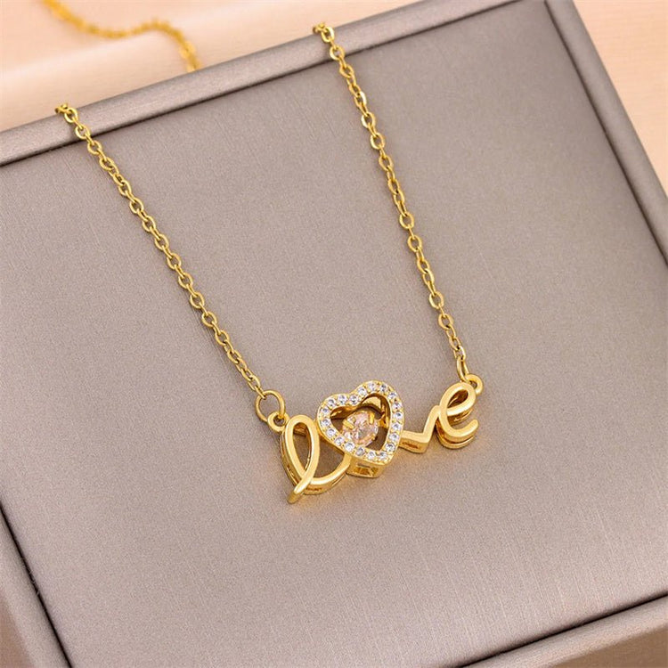Valentines Day Gift New Titanium Steel Necklace Fashion New Love Smart Necklace Female Clavicle Chain Fashion Jewelry Woman - Serenity Spaces