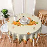 Turkey Festival Happy Thanksgiving Tablecloth, Roast Chicken Tablecloth Autumn Leaves Thanksgiving Decoration round 60 Inch