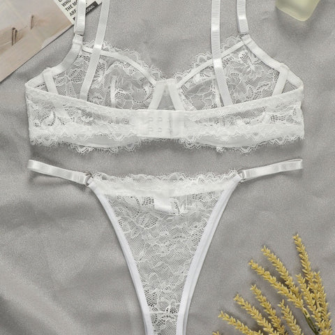 Women's Sexy Lace Lingerie Set. White.