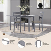 59 Extendable Dining Table, Modern House Dining Room Table For 4 - 8, Wooden Kitchen Table , Dining Room, Working Office, Home Living Room Furniture For Small Space, Dark Gray - Serenity Spaces