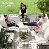 5 Piece Backyard Patio Furniture Set, Outdoor Furniture Set With 2 Rocking Chairs, 3 - Seat Sofa, And 2 Ottomans, Beige - Serenity Spaces
