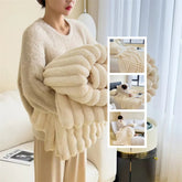 Soft Wind Bubble Velvet Blanket Warm Solid Rabbit Fur Blankets Double - sided Thickening Cover Throw Warm Fur Blanket - Serenity Spaces