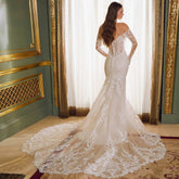 Off - shoulder Lace Long Sleeve Fishtail Gown - Serenity Spaces