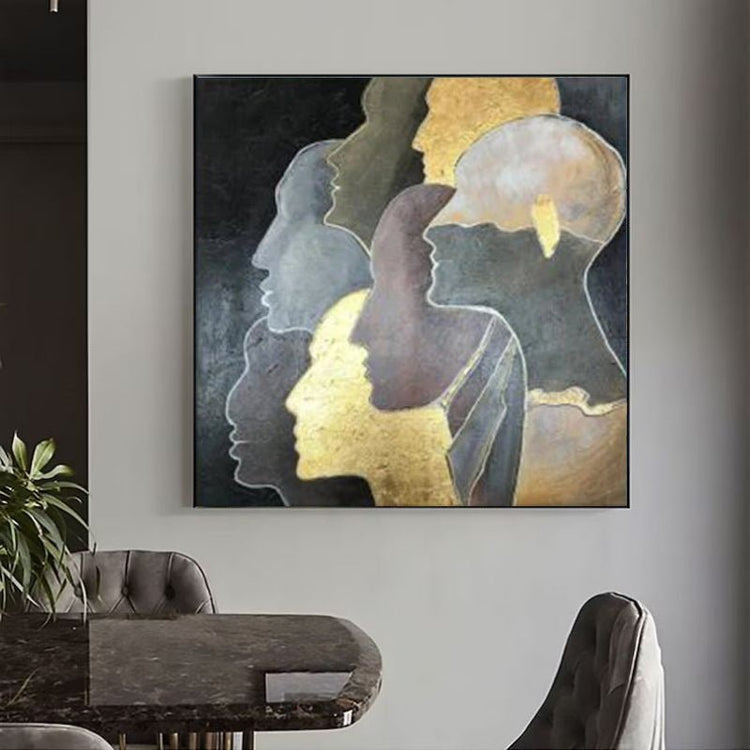 Handmade Oil Painting Canvas Wall Art Decoration Modern Light Luxury Golden Portrait Abstract Home Living Room Decor Rolled Frameless Unstretched Painting - Serenity Spaces