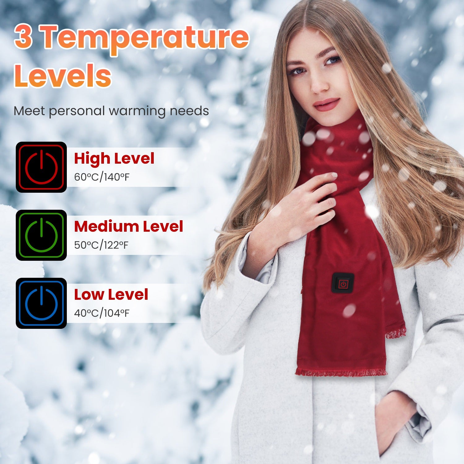 1Pc Electric Heated Winter Scarf USB Heating Neck Wrap Unisex Heated Neck Shawl Soft Warm Scarves With 3 Heating Modes For Outdoor Cycling Skiing Skating Winter Activities - Serenity Spaces