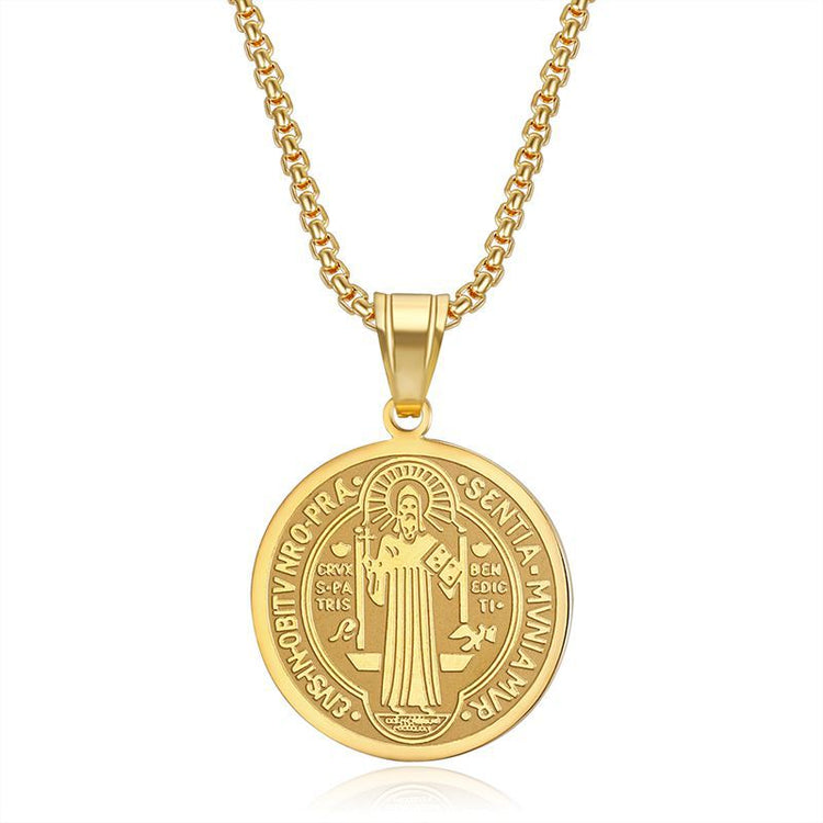 Stainless Steel Priest St Benedict Necklace - Serenity Spaces
