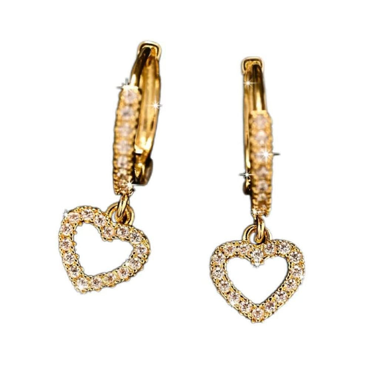 Retro Heart - shaped Pendant Ring Zircon Earrings Simple Style Pendant - Serenity Spaces