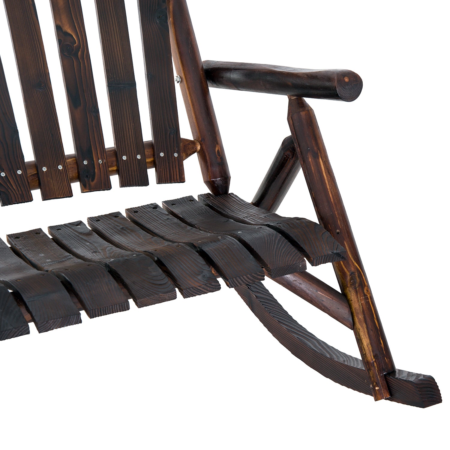 Classic Wooden High - Back Rocker, Carbonized For Garden Serenity & Relaxation, Durable Outdoor Furniture - Serenity Spaces