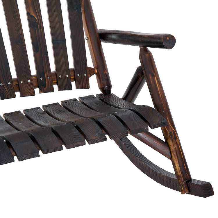 Classic Wooden High - Back Rocker, Carbonized For Garden Serenity & Relaxation, Durable Outdoor Furniture - Serenity Spaces