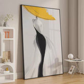 Modern Sexy Woman Yellow Hat Handmade Canvas Oil Painting Abstract Nordic Luxury Artwork Posters Living Room Canvas Wall Aesthetic Home Decor - Serenity Spaces