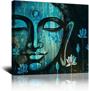 Buddha Wall Art Buddah Decoration Wall Decor Budha Decoration Home Meditation Room Decor Buddha Head Painting Zen Canvas Wall Art for Bedroom Livingroom Office Home Decoration 20X20Inch