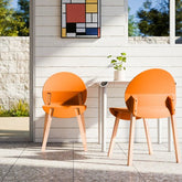 4 - Pack Grey Blue Chairs Red Oak Wood Legs & PP Seat, Indoor Dining & Living Room Furniture Set - Serenity Spaces