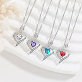 Rose Heart - shaped Necklace With Rhinestones Fashion Everlasting Flower Love Necklace For Women Valentine&