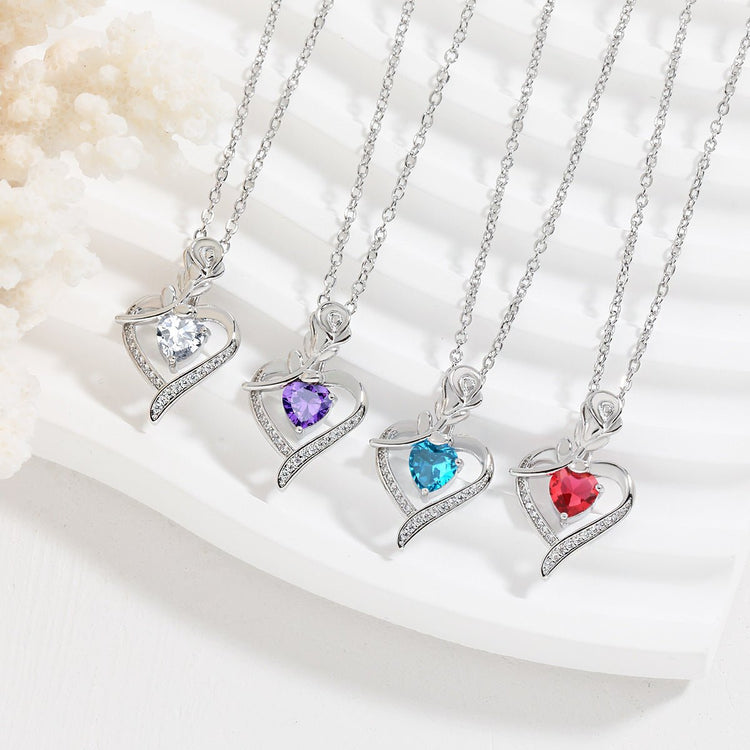 Rose Heart - shaped Necklace With Rhinestones Fashion Everlasting Flower Love Necklace For Women Valentine&