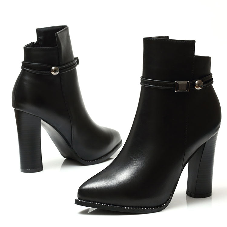 Sexy pointed Martin boots with plush - Serenity Spaces