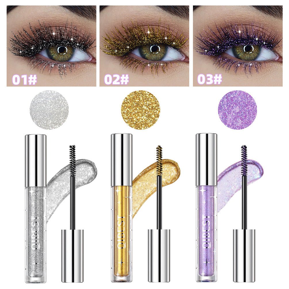 Violet Glitter Lash Mascara Diamond Mascara Thick Shiny Eyelash Curling Extension Makeup Waterproof Fast Dry Sequins Eye Black - Serenity Spaces